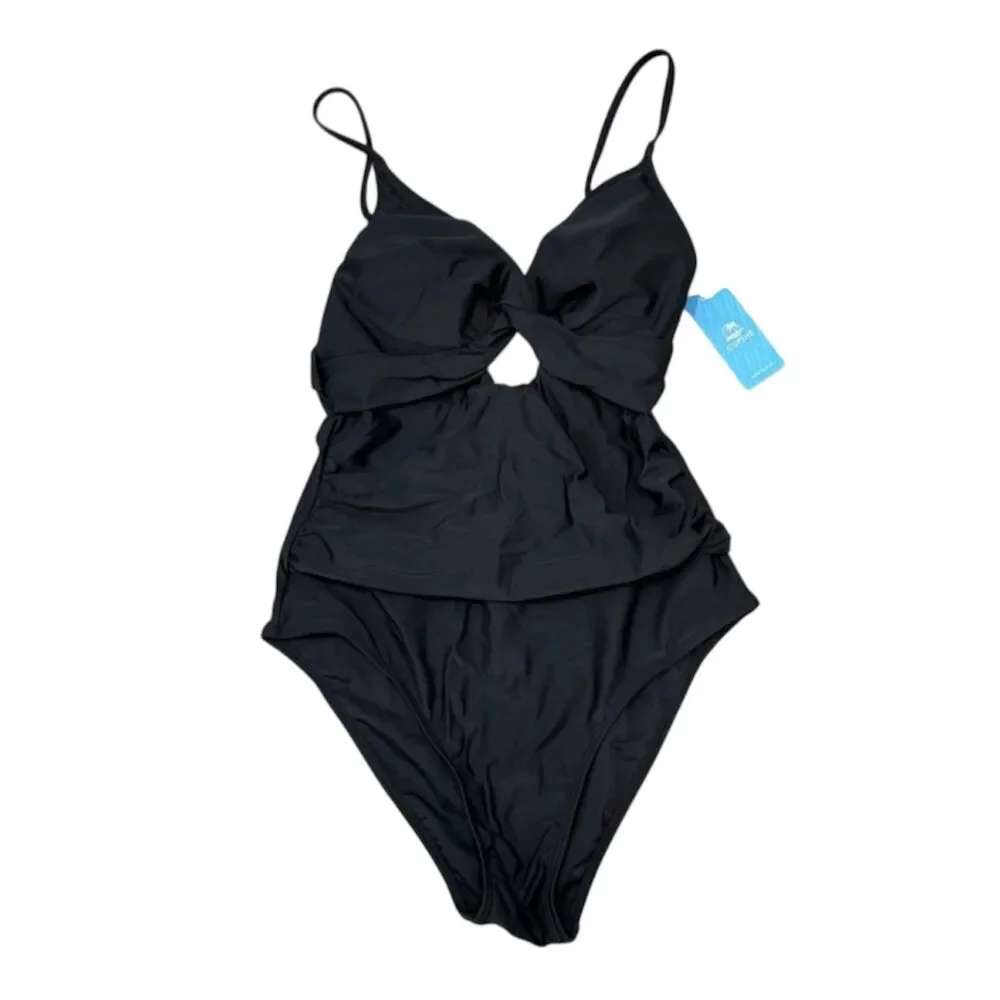 NWT Cupshe Timeless Black Ruched One Piece Size S